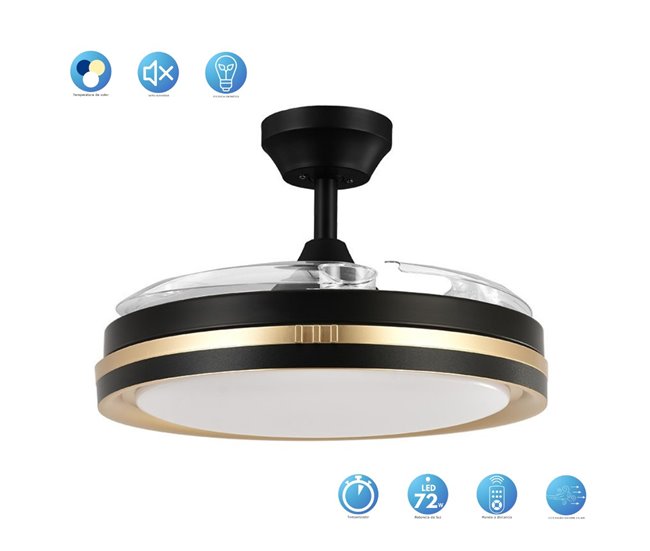 Ventilador De Techo Metal Serie Miok Negro/ Dorado