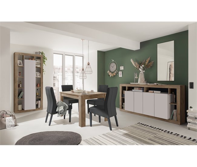 Aparador RIMINI 4 puertas roble y visón Roble