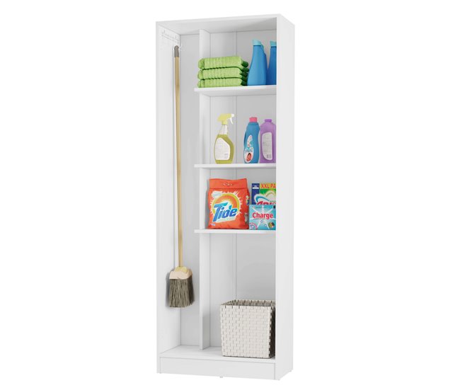 Armario Auxiliar Multiusos Alto con 2 Puertas Abatibles Blanco