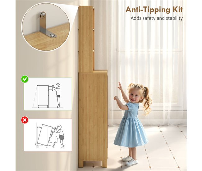 Columna de Baño Bambú HOMCOM, hogar - baño Marron