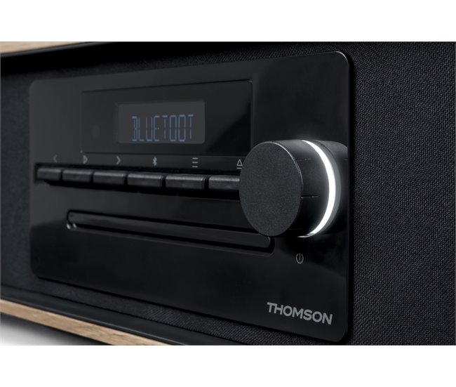 Radio CD Bluetooth MP3 inducción Thomson Negro/ Madera