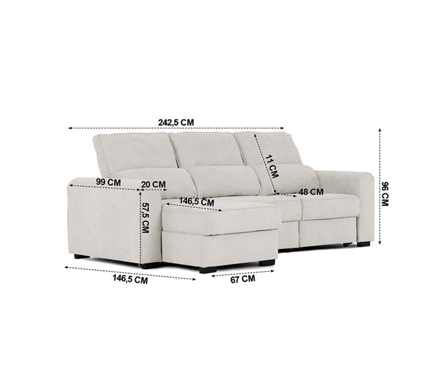 Chaise longue con cama CONNOR Beige