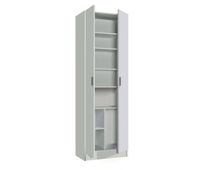 Armario multiusos 2 puertas efecto madera Blanco