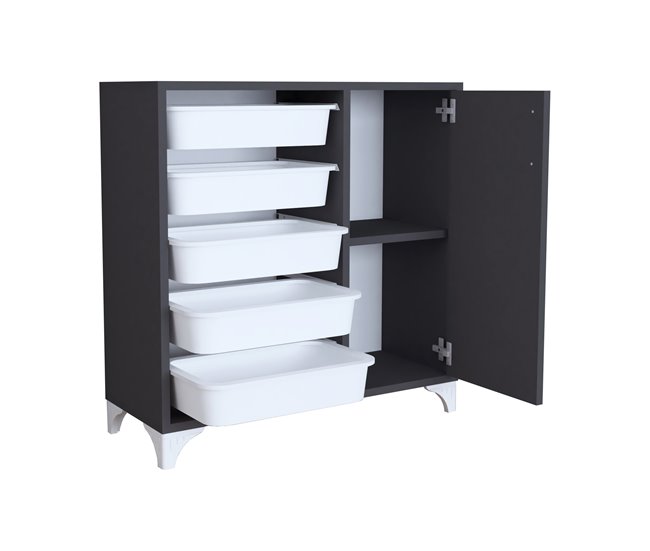 Aparador Aurland 5 cestas aglomerado/plástico 77 Antracita