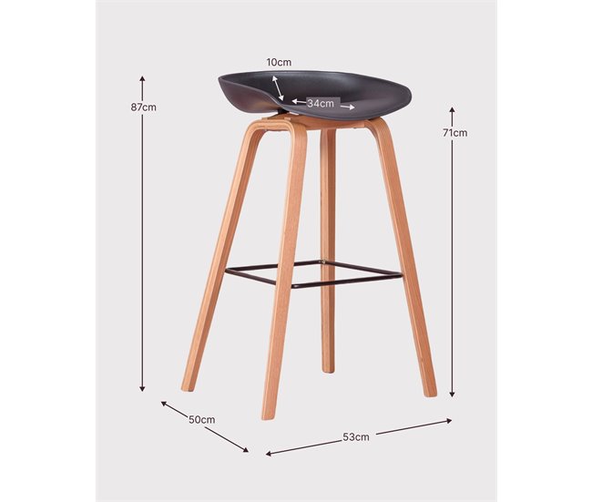 Taburete nórdico con patas de madera de haya  - Daxer Gris Claro