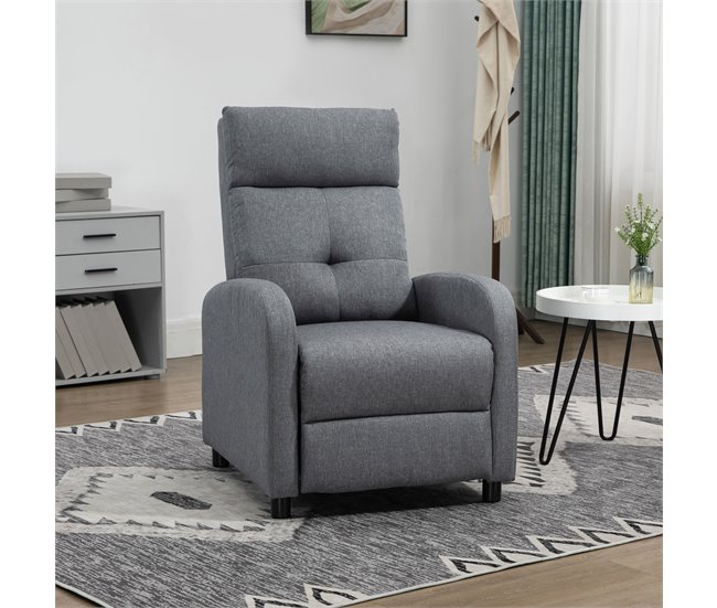 Sillón Relax Reclinable Poliéster, Espuma, Tablero Multicapa Gris
