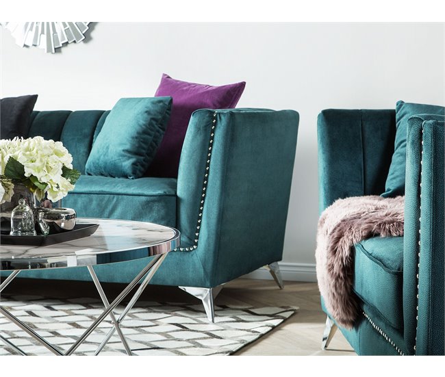 Beliani Sofá de 3 plazas Terciopelo GAULA Azul/ Verde