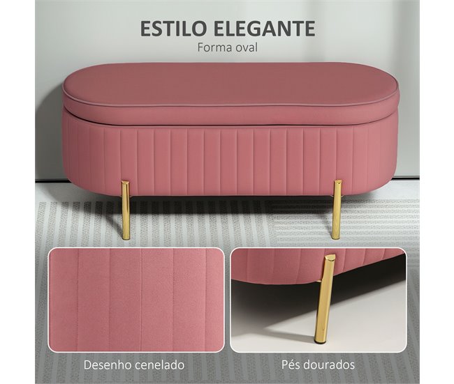 Pie de Cama Terciopelo HOMCOM, hogar - muebles de dormitorio Rosa