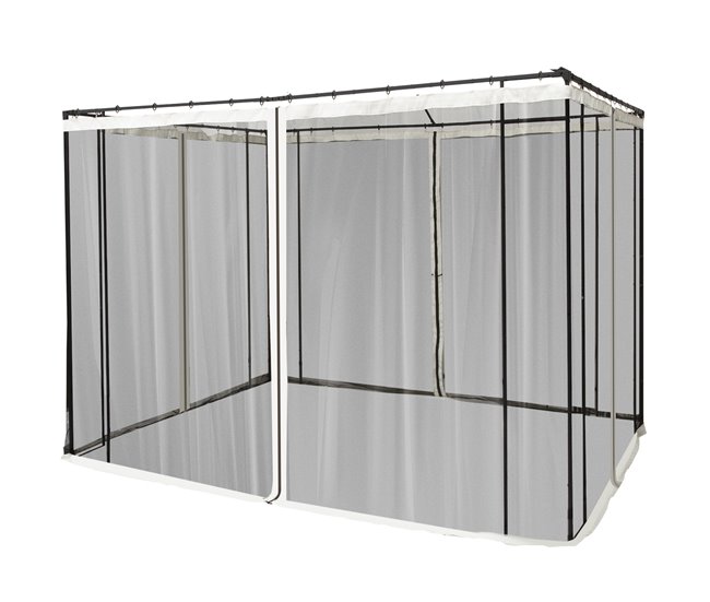 4 Paneles Laterales de Mosquitera para Carpa Poliéster, Nylon 302x0 Negro