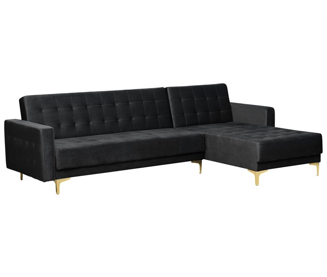 Beliani Sofá cama Terciopelo ABERDEEN Negro