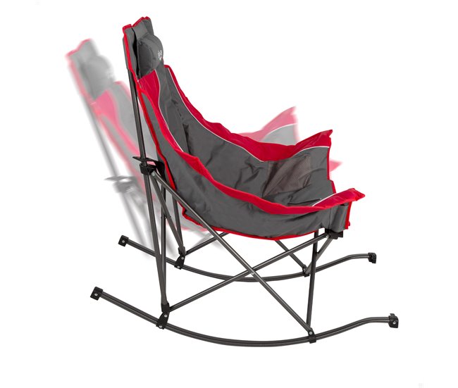 Aktive Silla mecedora plegable camping c/cojín y bolsillos Gris