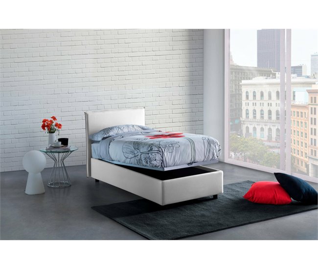 Cama individual en tela Blanco