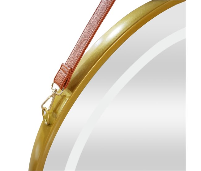 Espejo de pared con LED Picerno para baño con correa antivaho 80x3 Dorado