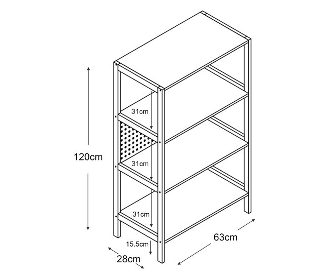 Librería Dønna de 4 niveles MDF Negro/ Crema