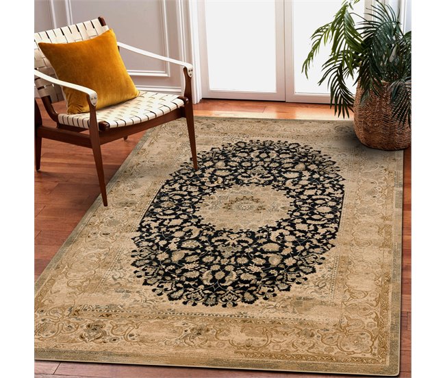Alfombra de lana SUPERIOR Piemonte Rosetón 200x300 Beige