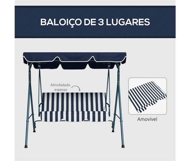 Columpio de Jardín Acero Poliéster Azul