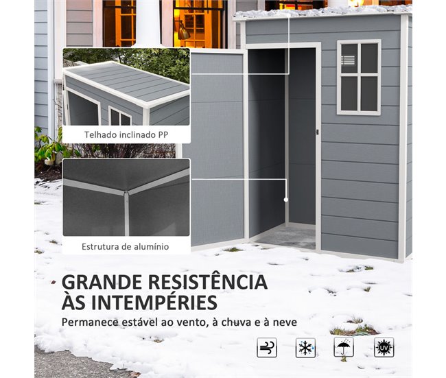Caseta de Jardín PP, Aleación de Aluminio Outsunny Gris