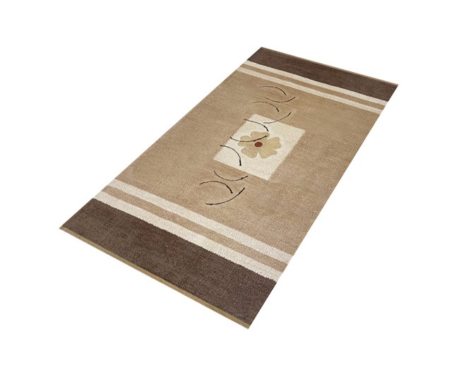 Acomoda Textil – Alfombra 100% Algodón con Flecos. Marron