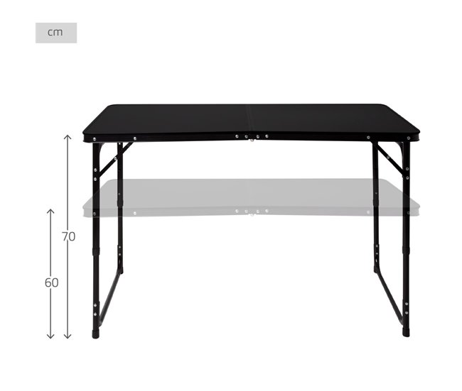 Aktive Mesa plegable camping ajustable en altura y antideslizante Negro