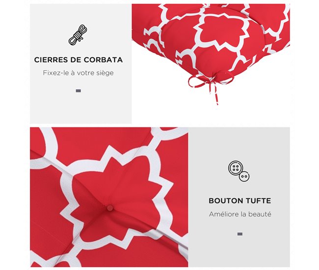 Cojines para Sillas Tela de Hilo Teñido Outsunny Rojo