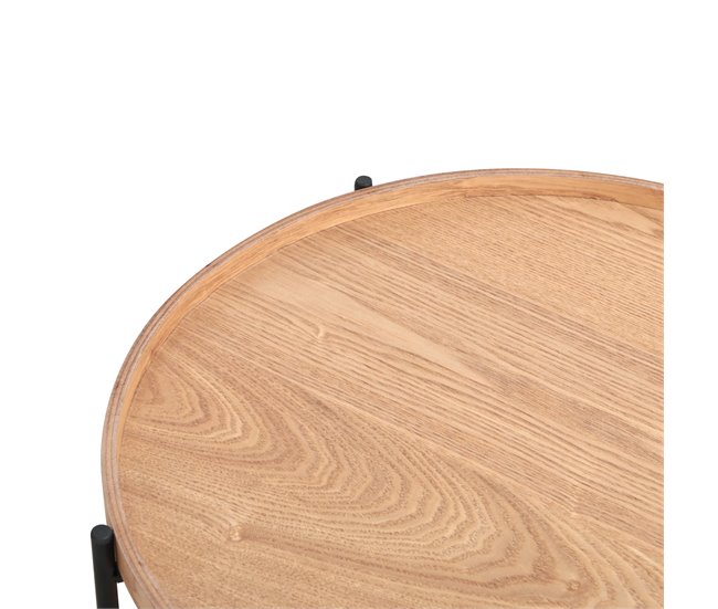 Mini mesa ROUND madera y metal Natural
