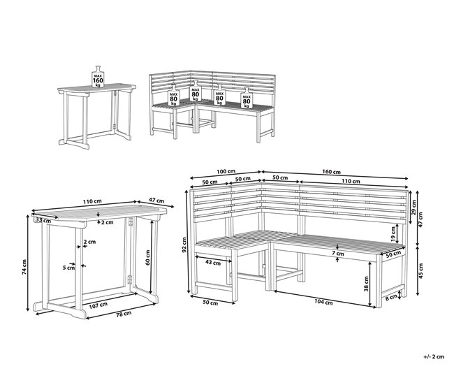 Beliani Conjunto de comedor TREIA Marron