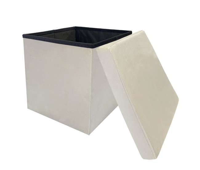 Acomoda Textil – Taburete para Almacenaje Plegable. Beige