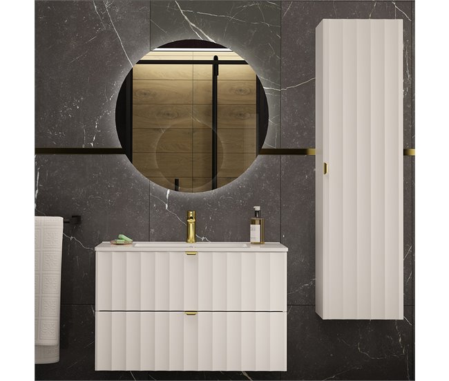 Conjunto de muebles con lavabo individual y columna Lexa 80 Blanco