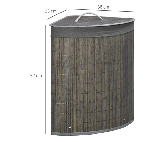 Cesto para Ropa Bambú HOMCOM, hogar - baño Gris