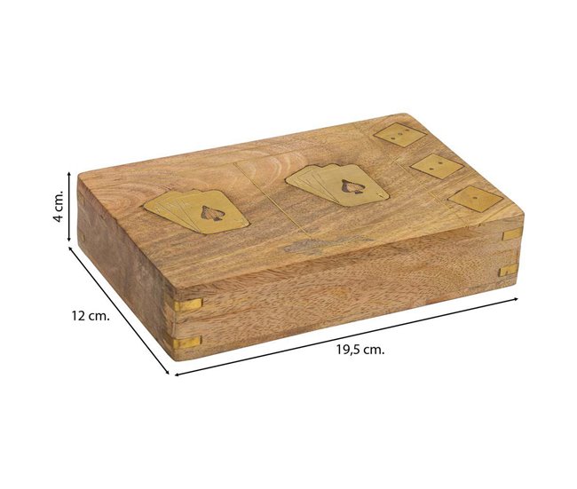 Juego 2 en 1 (cartas+dados) en caja de madera Marron