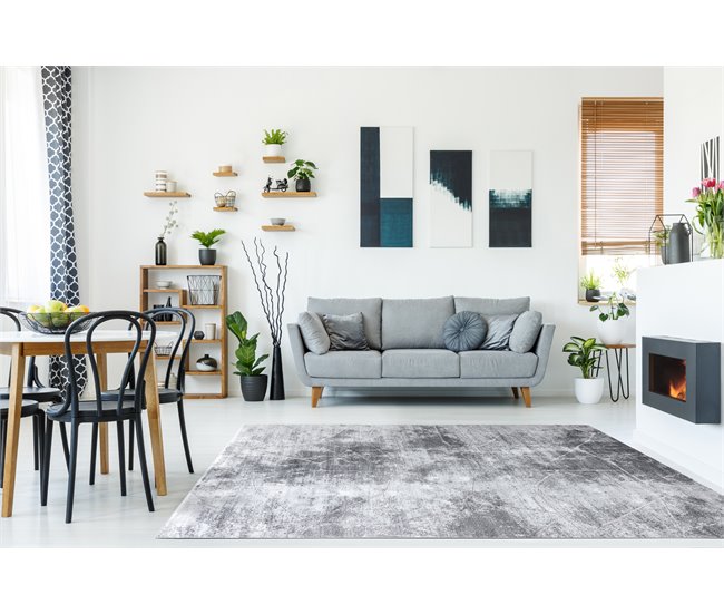 Alfombra MEFE moderna 2783 Mármol Structural dos niveles 80x150 Gris