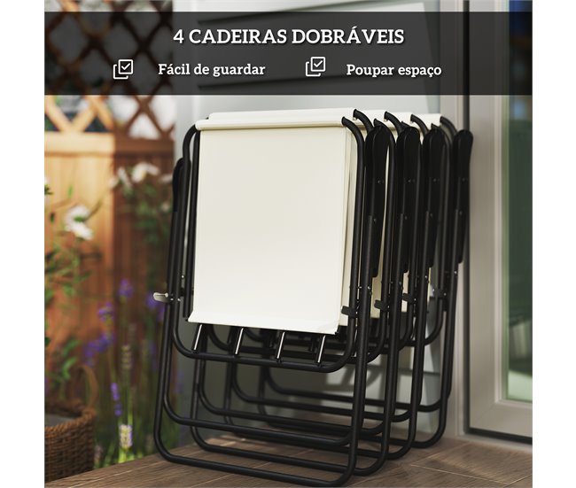 Conjunto de Jardín Acero, Textilene Outsunny Crudo