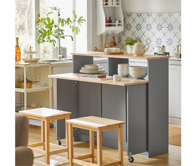 Aparador de Almacenamiento Encimera Extensible FSB36-HG SoBuy Gris Claro