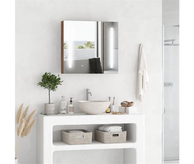 Armario con Espejo MDF, Vidrio kleankin, hogar - baño Marron