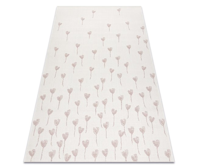 Alfombra de cuerda sisal FLAT Flores 140x200 Crema