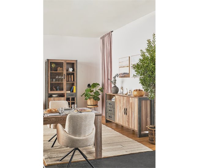 Aparador 2 puertas y 3 cajones INDUSTRY Gris/ Madera