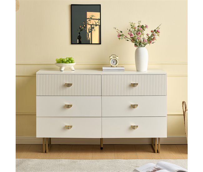 Cómoda doble con 6 cajónes Blanco