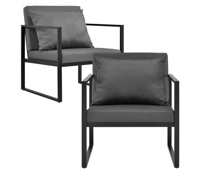 [casa.pro] set de muebles de jardín 2 x sillas sofá mesa Negro
