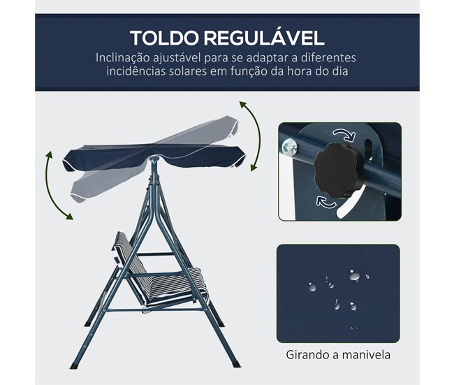Columpio de Jardín Acero Poliéster Azul