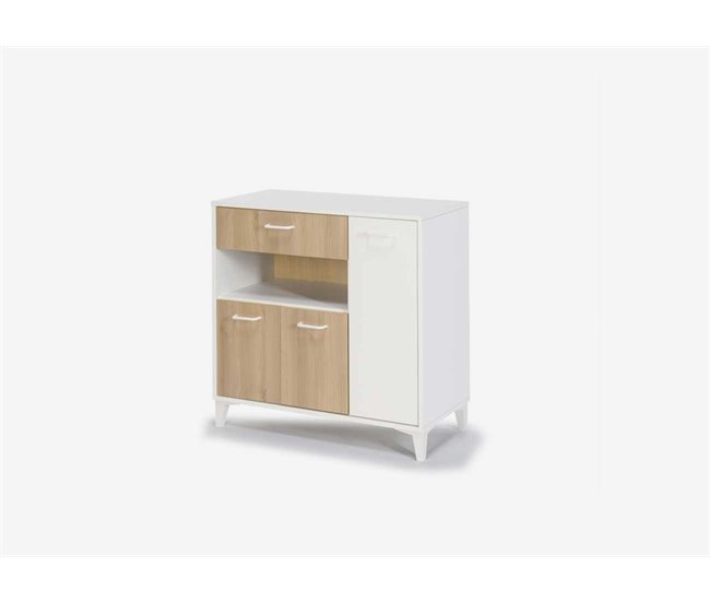 Mueble Microondas FRESH DMF 2 Puertas roble y blanco Blanco/ Madera