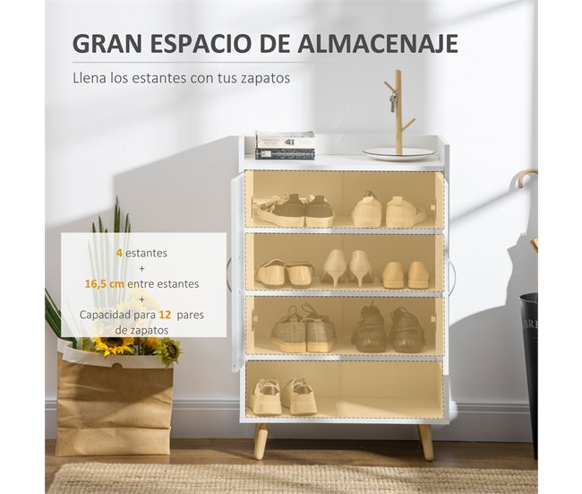 Mueble Zapatero Melamina, Madera HOMCOM 60 Blanco