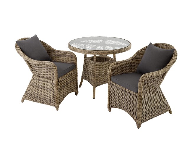 conjunto de ratán Marron