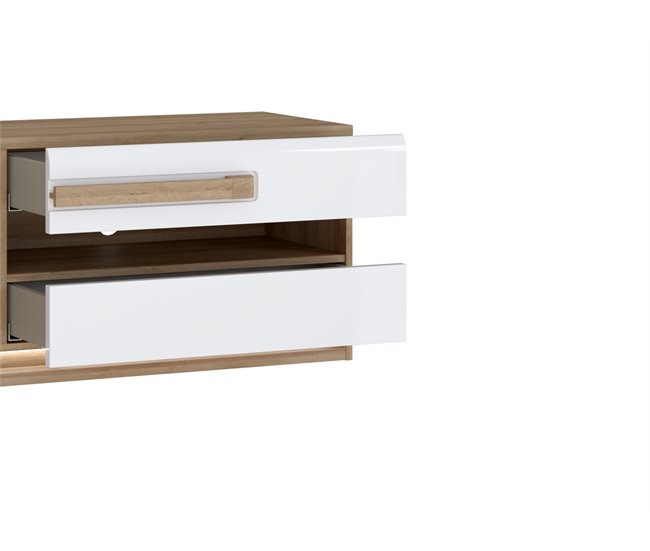Mueble tv 1 puerta 2 cajones MONTREAL Blanco Brillo