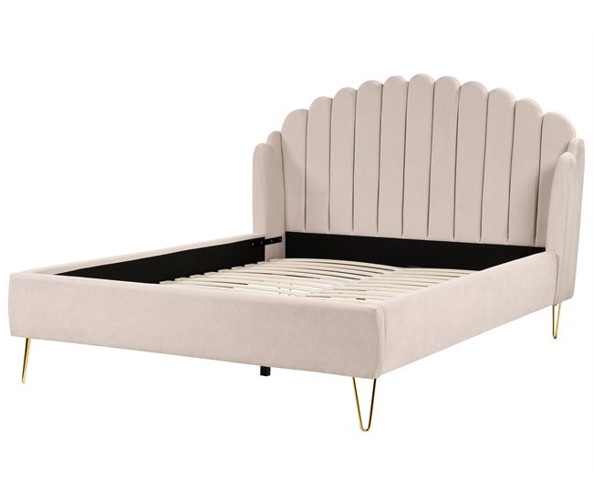 Beliani Cama con somier Poliéster AMBILLOU 177x214 Beige