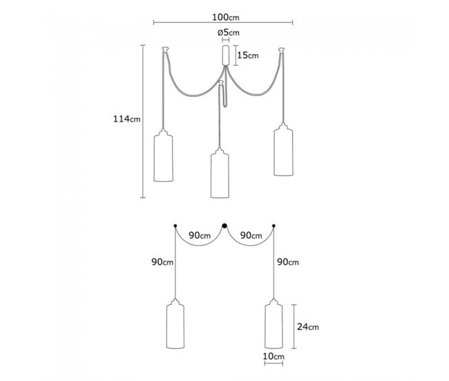 Lámpara colgante Marismo (3 luces) Metal Moderno Negro