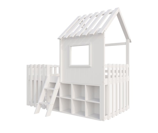 Cama alta para niños 95x204 Blanco