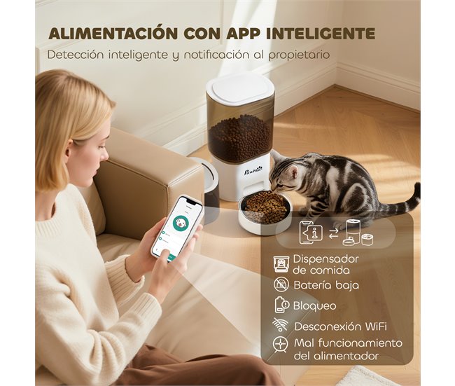 Conjunto Comedero Fuente ABS, Acero Inoxidable 201 PawHut Blanco