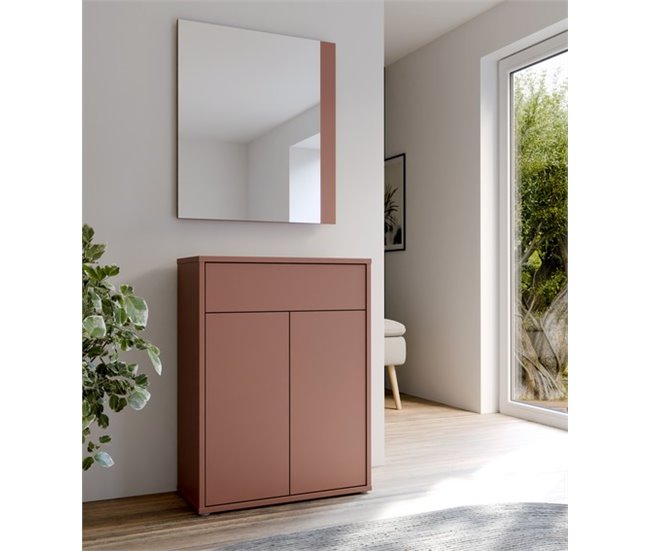 Recibidor con espejo color terracota ALICE Terracota