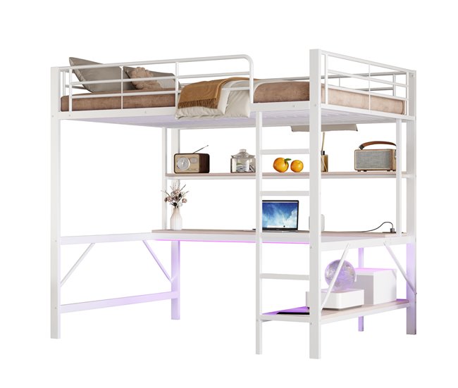 Cama alta para niños 145x204 Blanco