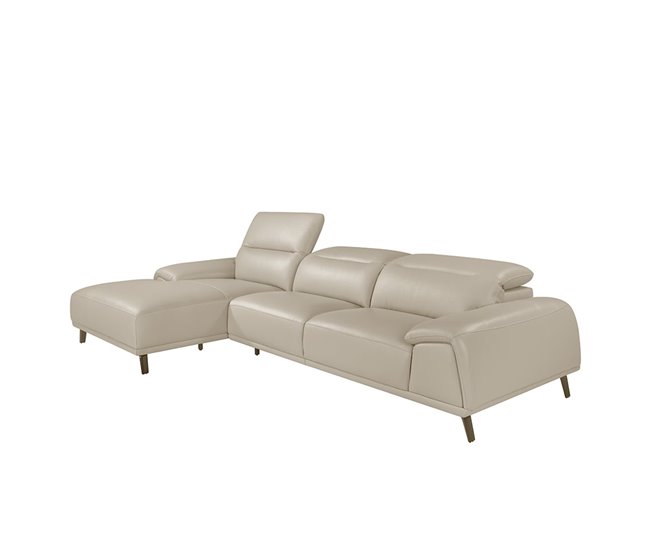 ANGEL CERDA Sofá chaise longue piel vacuno izquierda Gris